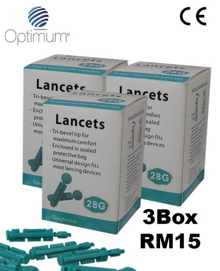 Optimum Blood Glucose <b>Lancets</b> (28G) (3boxs @ 50pcs)